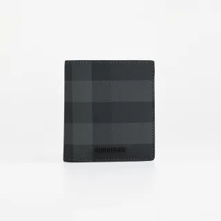 【BURBERRY 巴寶莉】BURBERRY 直式8卡卡片短夾(男款/炭黑格紋)