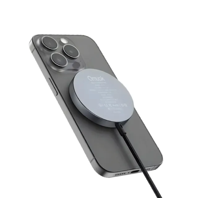 【amuok】Qi2極簡mini 磁吸無線充電器 自帶線款(MagSafe 磁吸充電盤 磁吸式充電盤)