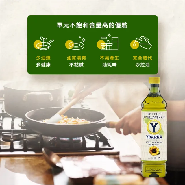 【YBARRA】益百萊 小清新高油酸葵花籽油(1000mlx6瓶/PET食品級裝/端午送禮)