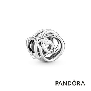 【Pandora 潘多拉】永恆親情圓環與心形串飾-飾品/情人節禮物/生日禮/純銀
