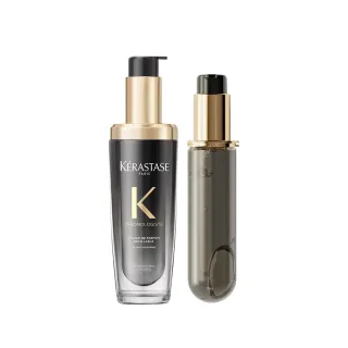 【KERASTASE 巴黎卡詩】黑鑽極萃逆時玫瑰香氛露75ml+填裝瓶75ml(新升級/護髮油)