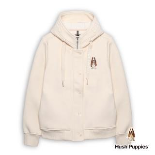 【Hush Puppies】女裝 外套 經典立體品牌英文刺繡狗立領外套(淺卡其 / 54217205)
