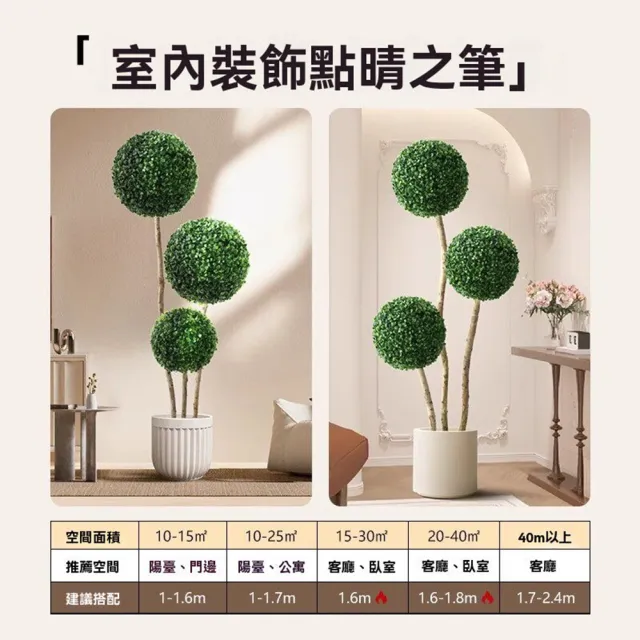 【小山THL】170cm仿真綠植 仿真樹 米蘭球型植物 室內客廳(造景擺飾/落地盆栽/裝飾盆景)