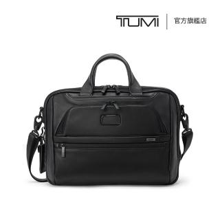 【TUMI】Alpha 中型 15 吋筆電皮革公事包 - 黑色(TUMI 官方旗艦店)