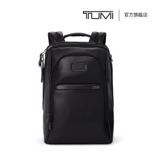 【TUMI】Alpha 中型 15 吋筆電可擴充套件皮革後揹包 - 黑色(TUMI 官方旗艦店)