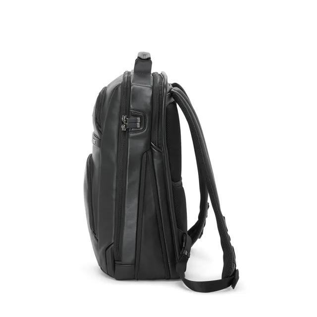 【TUMI】Alpha 大型 17 吋筆電可擴展商務皮革後背包 - 黑色(TUMI 官方旗艦店)