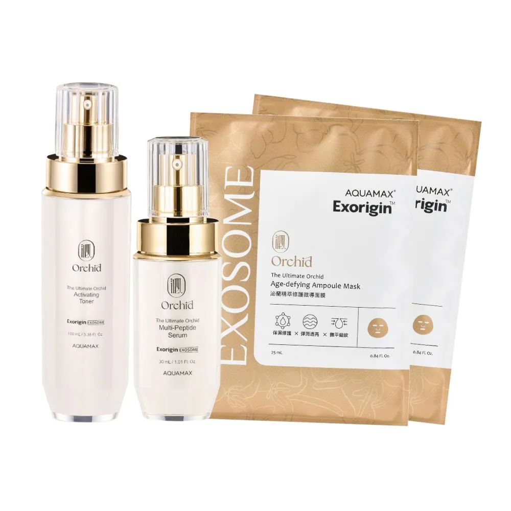 【AQUAMAX 奧科美氏】蘭花外泌體逆齡組-化妝水+精華(蘭花外泌體/極緻小蘭瓶/保濕鎖水/撫平細紋/彈潤透亮)