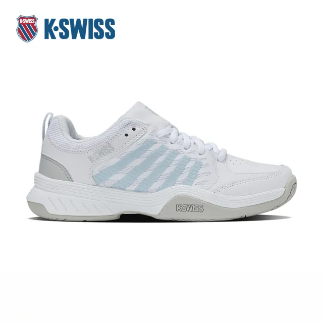 【K-SWISS】透氣輕量網球鞋 COURT EXPRESS 2 運動 匹克球 女鞋  白淺藍色 94428-117-M