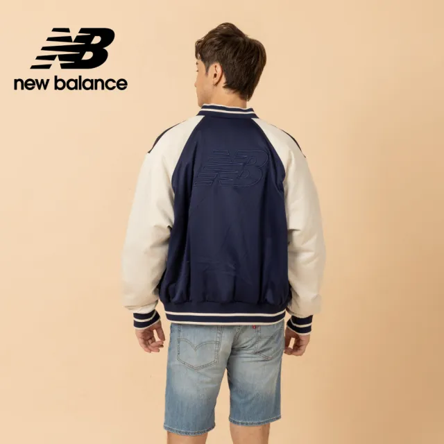 【NEW BALANCE】NB 緞面棒球外套_男性_深藍/綠色_MJ6102R7AAV_MJ6102R7TNV(美版 版型偏大)