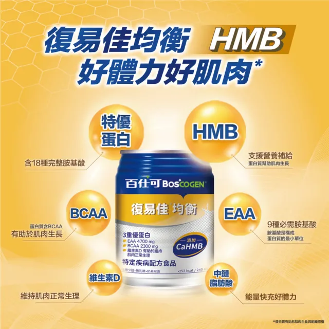 【Boscogen 百仕可】葡萄糖胺飲精華純液100支入+復易佳均衡營養素 HMB新配方 240ml*4入