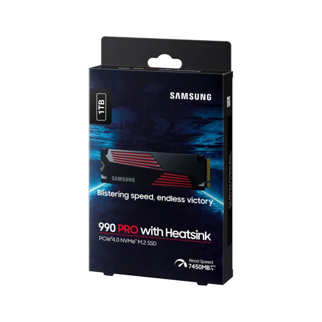 【Samsung 三星】990 PRO 1TB Gen4 PCIe SSD固態硬碟 含散熱(MZ-V9P1T0CW/5年保/7450MB/s/PS5適用)
