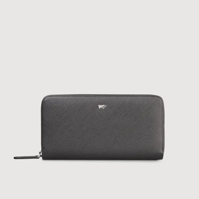 【BRAUN BUFFEL 德國小金牛】尚恩A 12卡拉鍊長夾-黑色(BF354-602-BK) 錢包送禮推薦