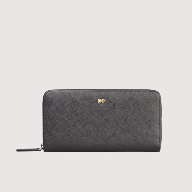 【BRAUN BUFFEL 德國小金牛】尚恩A 12卡拉鍊長夾-黑色(BF354-602-BK) 錢包送禮推薦