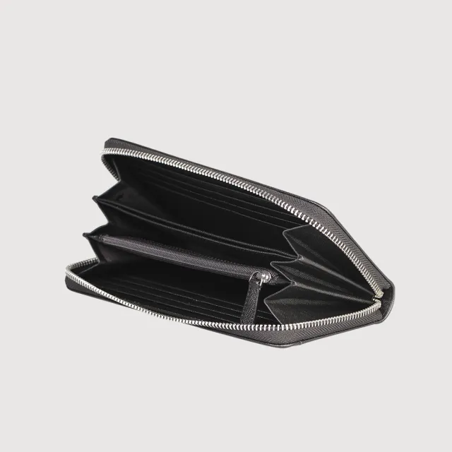 【BRAUN BUFFEL 德國小金牛】尚恩A 12卡拉鍊長夾-黑色(BF354-602-BK) 父親節送禮