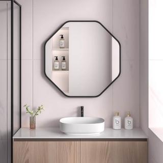 【窩居】60*60cm壁掛式浴室鏡 貼墻自粘梳妝鏡 免打孔菱形鏡 化妝鏡