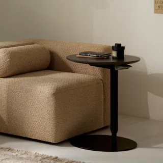 【iloom 怡倫家居】UP 500型升降邊桌 圓形款 兩色可選(桌子 餐桌 沙發桌 邊桌 圓桌 升降桌 茶几 床邊桌)