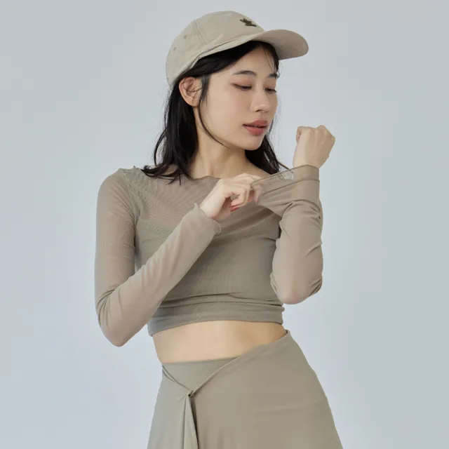 【SeasonsBikini 】2色顯瘦網紗胸墊長袖運動瑜珈上衣-B1037