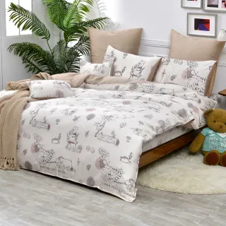 【Great Living 格蕾寢飾】Abelia 迪士尼授權 100%天絲床包枕套組單人-楓糖維尼(800織)