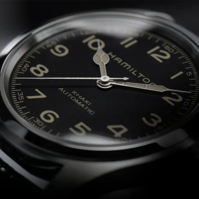 【HAMILTON 漢米爾頓】卡其陸戰墨菲腕錶 42mm 禮盒套組 (自動上鍊 中性 皮帶 鋼帶 H70605732)
