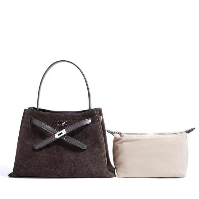 【Robinlo】雙11 雙材質麂皮方包/側背包BARBARA(手提包)