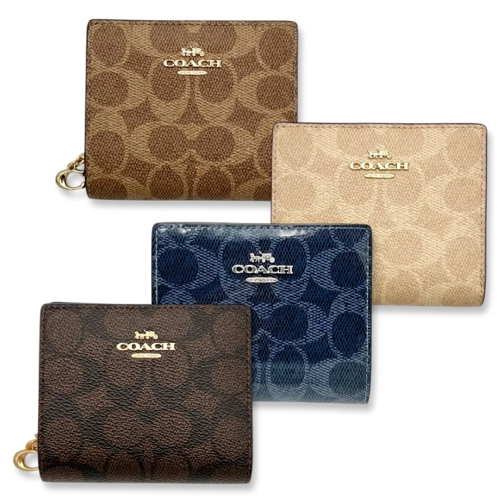 COACH】女生短夾經典緹花LOGO 扣式三折/對折錢包中夾皮夾(C2329 CW789) - momo購物網- 好評推薦-2026年1月