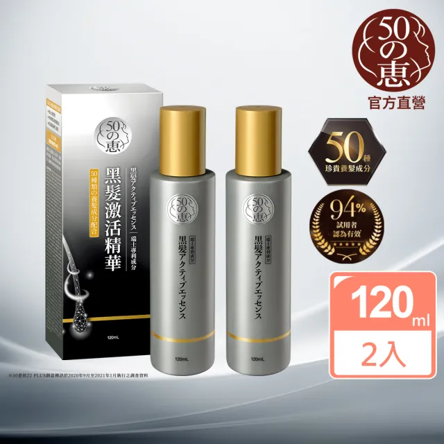 【50 惠】黑髮激活精華 120mL 2入(日本樂敦製藥 激活黑髮 不含染髮劑 促進頭皮循環 活絡滋養髮根)
