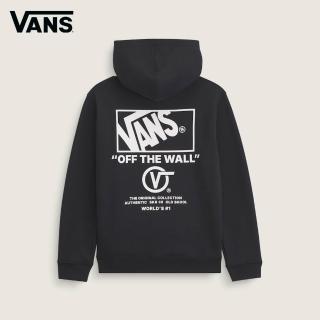 【VANS】官方旗艦 Stacked Hi Pullover 中童款黑色連帽大學T