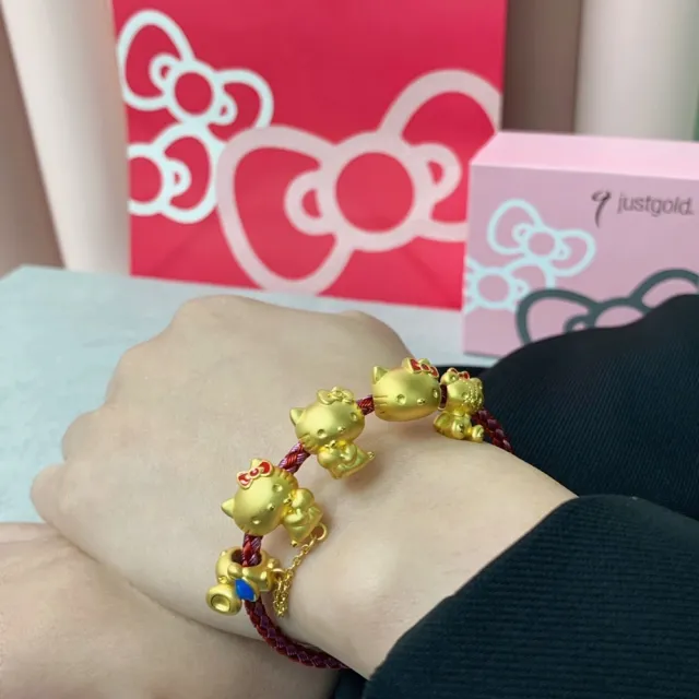 【Just Gold 鎮金店】Hello Kitty 圓臉蝴蝶結 黃金串珠