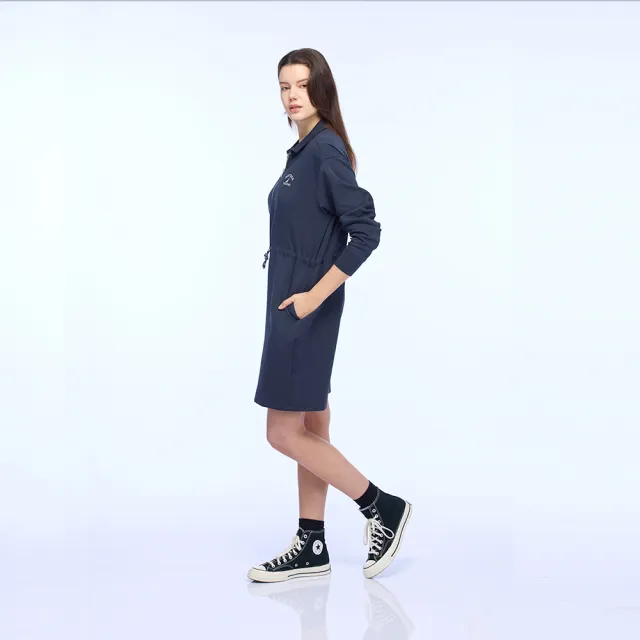 【NAUTICA】官方旗艦 女裝 拉鍊式門襟抽繩連身裙(藍色)