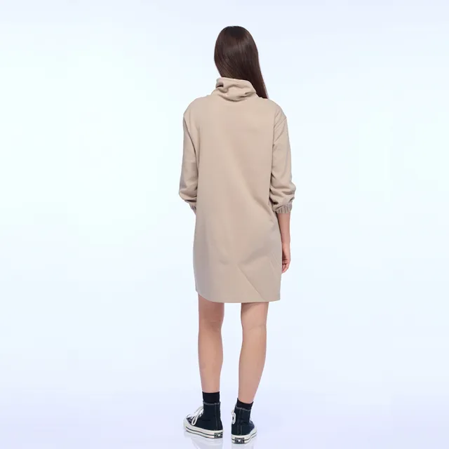 【NAUTICA】官方旗艦 女裝 立領抽繩長袖連身裙(奶茶色)