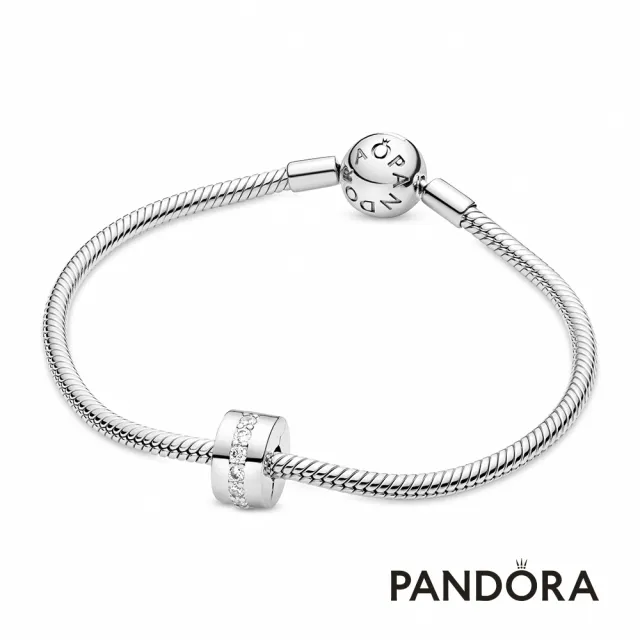 【Pandora 潘多拉】璀璨透明寶石固定釦
