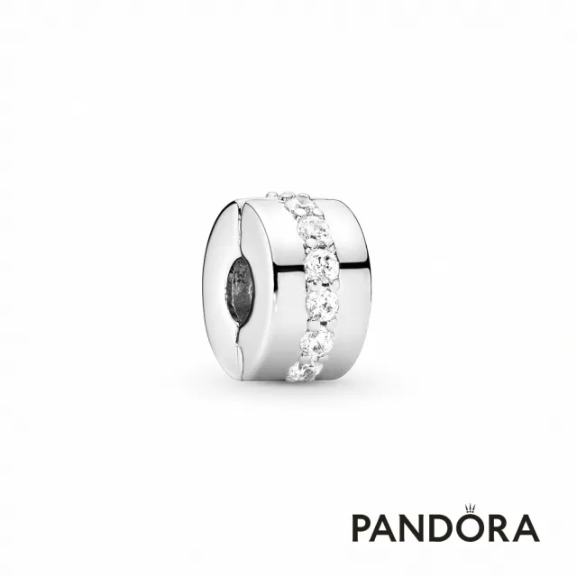 【Pandora 潘多拉】璀璨透明寶石固定釦