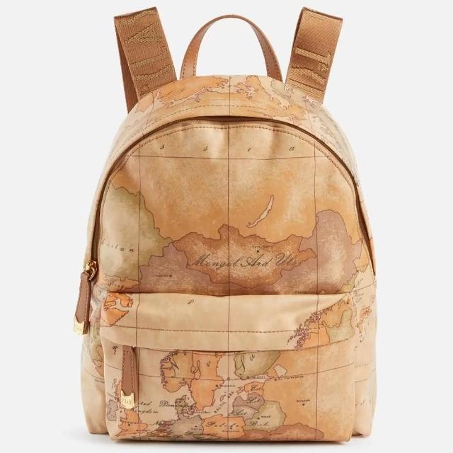 【Alviero Martini】義大利地圖包 PU尼龍拉鍊後背包25cm(地圖黃)