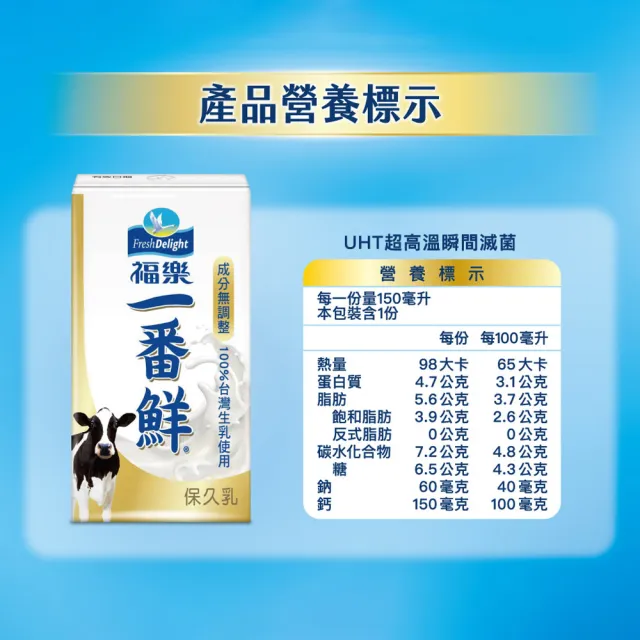【福樂】一番鮮保久乳150mlx24入/箱(中元普渡拜拜)