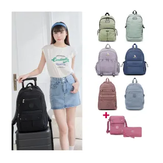 【冰山袋鼠】獨家三件組-防潑水大容量後背包/旅行袋/書包/包包/斜背包/側背包/零錢包/女包-共十款