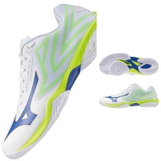 【MIZUNO 美津濃】WAVE CLAW EL 2 男款 寬楦 羽球鞋 71GA258381 白 綠 藍 室內運動鞋)