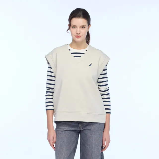 【NAUTICA】官方旗艦 女裝 V領無袖背心(米白色)
