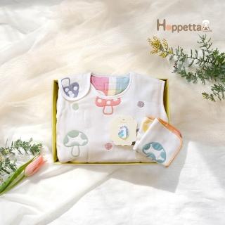 【Hoppetta】福氣馬寶蘑菇防踢背心燙布貼禮盒組(馬年限定彌月禮 新生兒 馬寶專屬 日本製冬暖夏涼四季款)