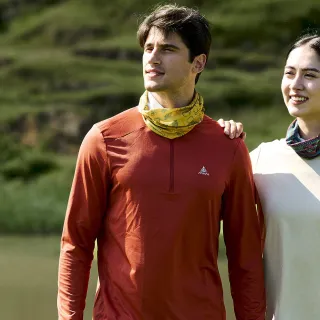 【ATUNAS 歐都納】男款抑菌抗臭耐磨長袖排汗立領拉鍊衫(A1PSGZ03M橙紅/彈性佳/登山健行/戶外休閒)