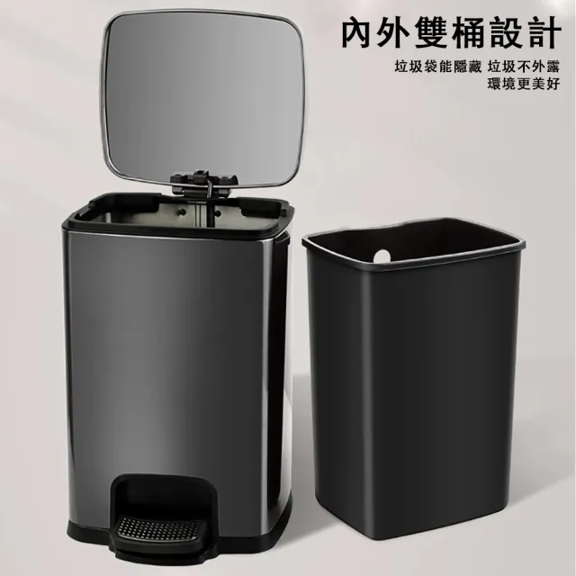 【ZHIPU 芝浦】20L不鏽鋼垃圾桶腳踏式垃圾桶商家兩用垃圾桶廚房垃圾桶廚餘桶(內外雙桶靜音緩降帶蓋密封)
