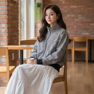 【FILA】女平織外套-格紋(5JKZ-5720-KK)