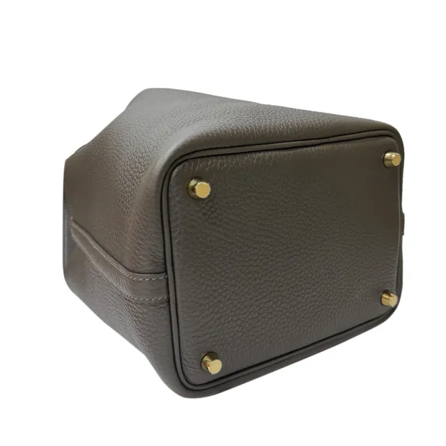 【Hermes 愛馬仕】H056289CC 46 經典Picotin Lock 18菜籃子金釦手提水桶包(烏木黑)