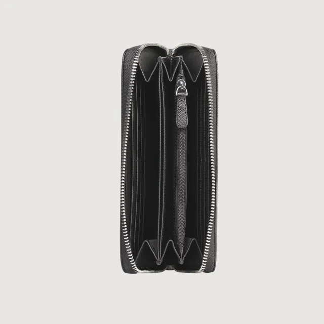 【BRAUN BUFFEL 德國小金牛】尚恩A 12卡拉鍊長夾-黑色(BF354-602-BK) 錢包送禮推薦