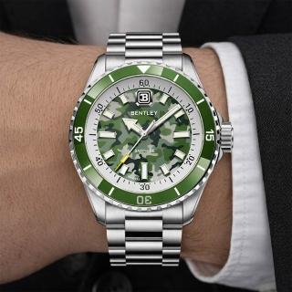 【Bentley 賓利】THE AURORA曦光系列 BL-20 不鏽鋼 夜光 石英 迷彩 手錶(附矽膠錶帶)