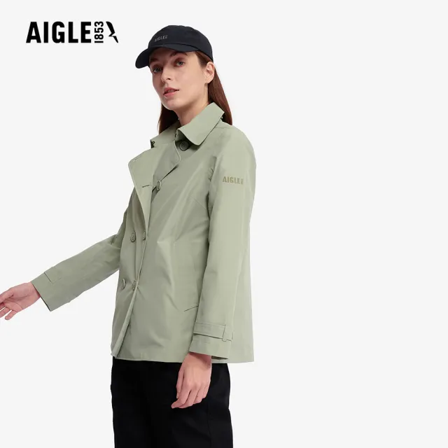 【AIGLE】女 GORE-TEX 防水透氣短版風衣∣AG-5P204A242 鼠尾草綠(防水透氣外套 防風外套 Goretex 防潑水)