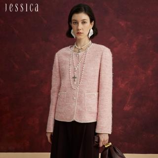 【JESSICA】溫柔甜美花呢羊毛短款小香風外套J54009