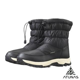 【ATUNAS 歐都納】男款雪地漫步防水刷毛保暖中筒雪靴(A1GCGZ09M黑/鞋底冰爪/賞雪/登山/出國旅遊/休閒)