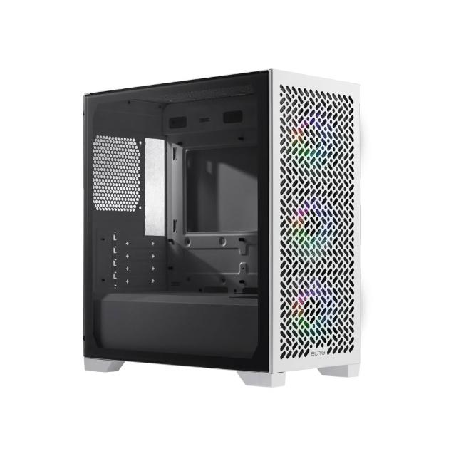 【Cooler Master 酷碼】Elite 302 電腦機殼/強化玻璃側板/內含 12cm ARGB 風扇*4(白色)