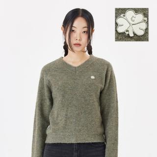 【Mark Gonzales】女裝 CLUV V領毛圈 針織衫 - 綠色