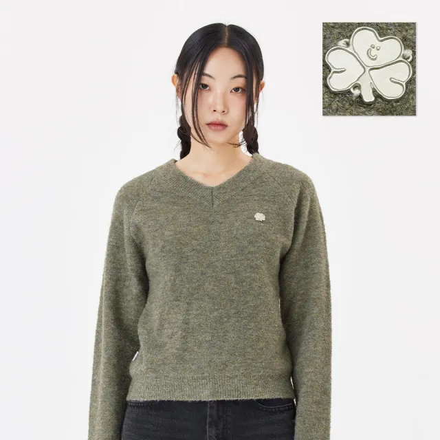【Mark Gonzales】女裝 CLUV V領毛圈 針織衫 - 綠色